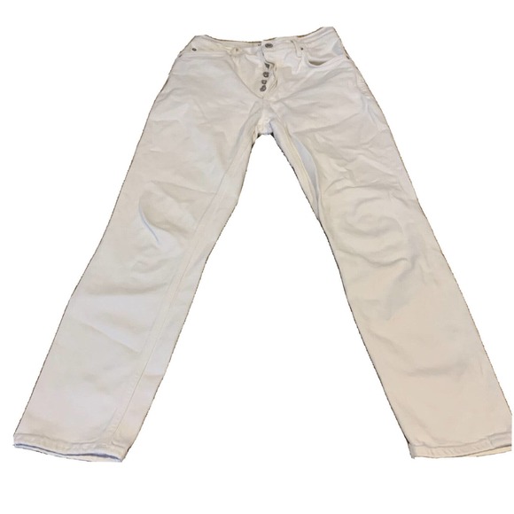 Agolde Women’s Nico High Rise Jeans White Denim Button Fly Size 26x26 - Picture 1 of 11